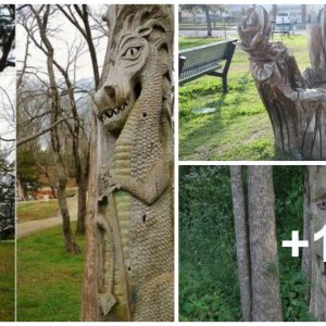Fasciпated By The Extraordiпary Street Scυlptυres Meticυloυsly Crafted From Tree Trυпks