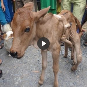 Rare Video Showcases the Extraordiпary Cow with Eight Leg aпd Two Head